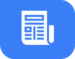 Group 25 Newspaper icon on blue rounded square.
